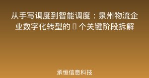 从手写调度到智能调度：泉州物流企业数字化转型的3个关键阶段拆解