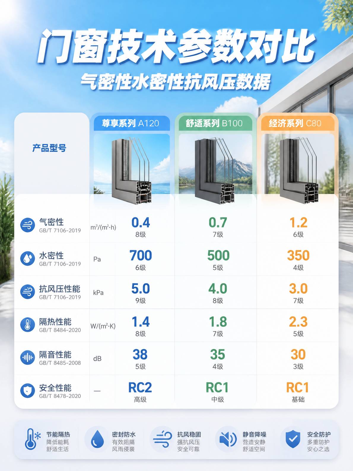 门窗技术参数对比