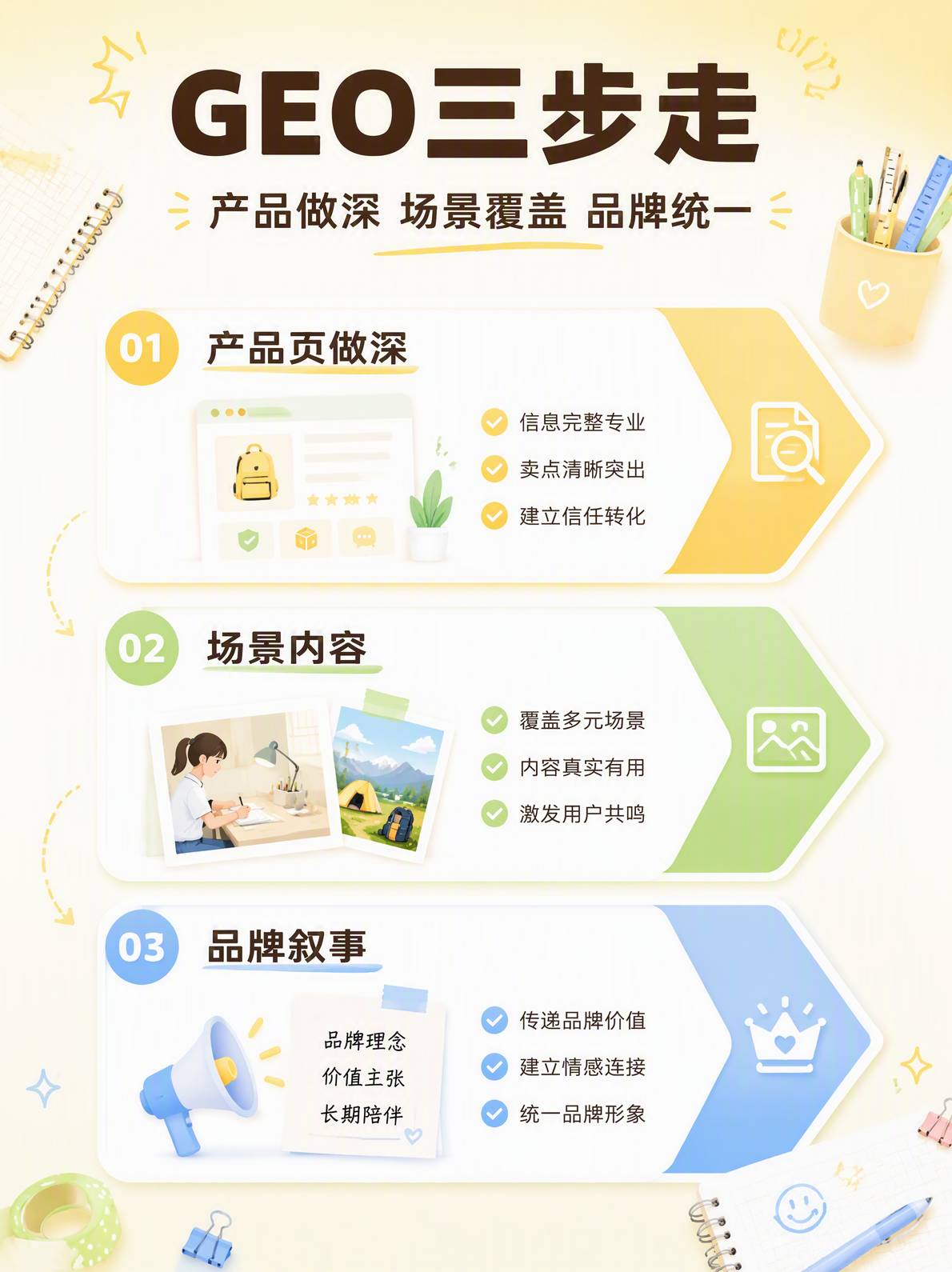 文具品牌GEO三步走