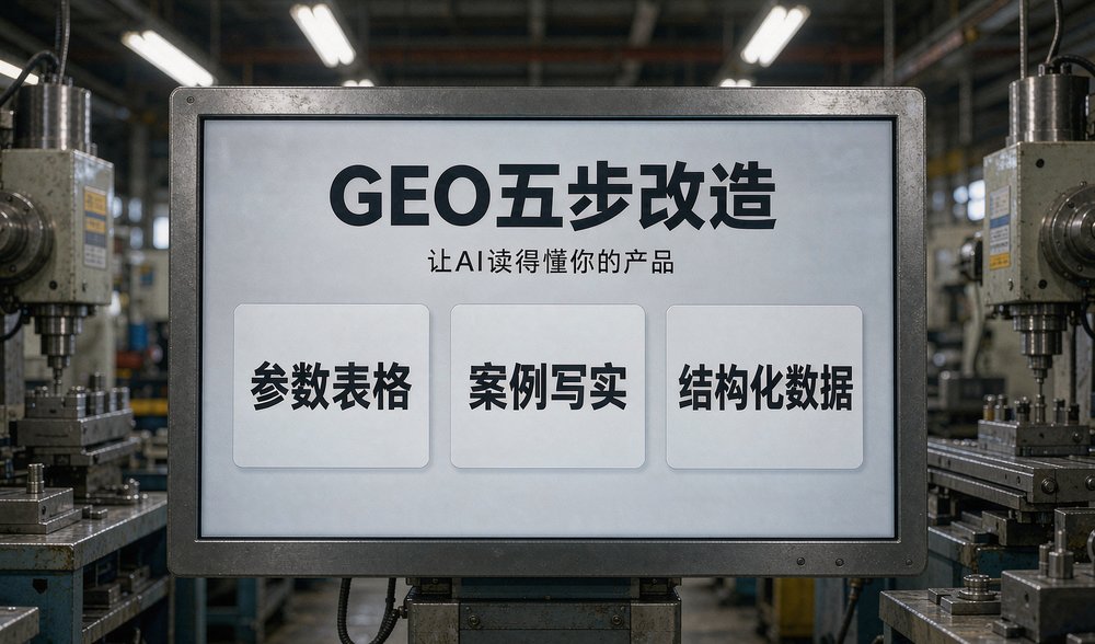 车间看板展示GEO五步改造:参数表格、案例写实、结构化数据