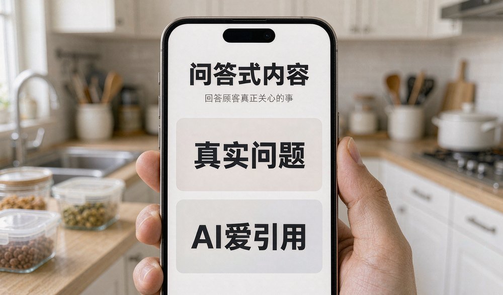 家庭厨房手机展示问答式内容:真实问题与AI爱引用