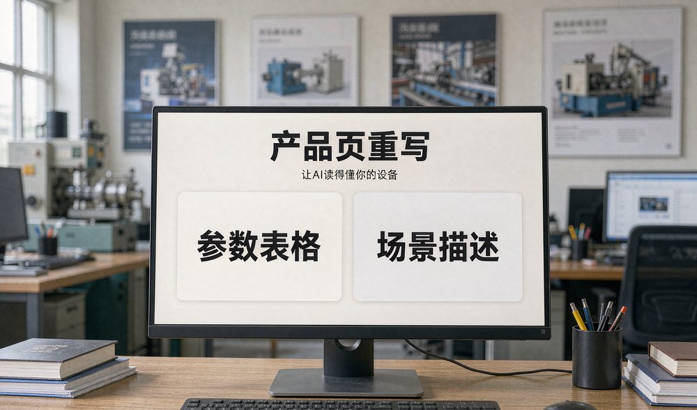 机械厂办公室显示器展示产品页重写:参数表格与场景描述