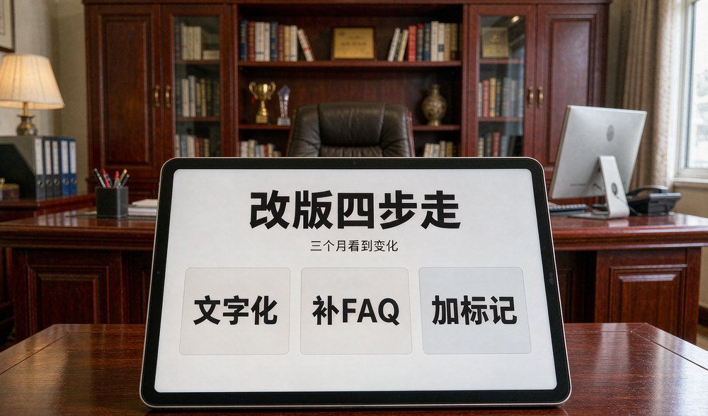老板办公室平板展示改版四步走:文字化、补FAQ、加标记