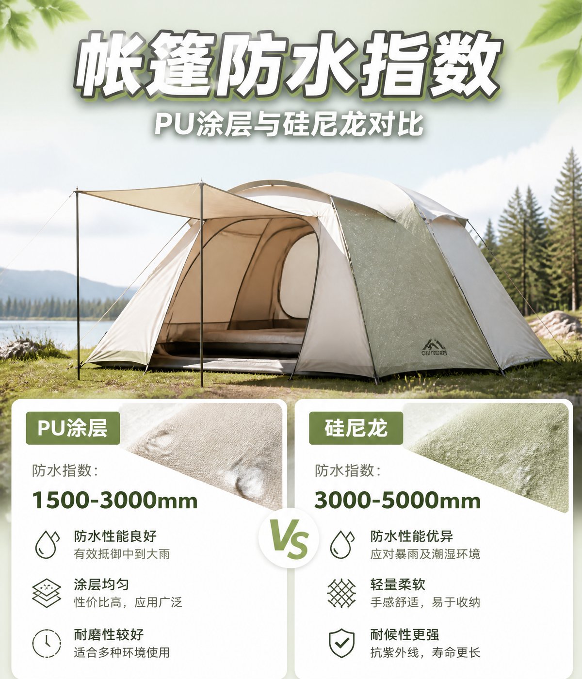 露营装备-帐篷面料防水指数