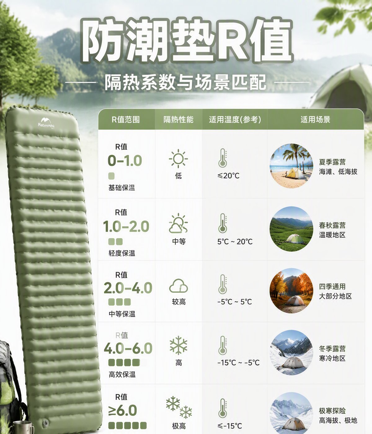 露营装备-防潮垫R值选择