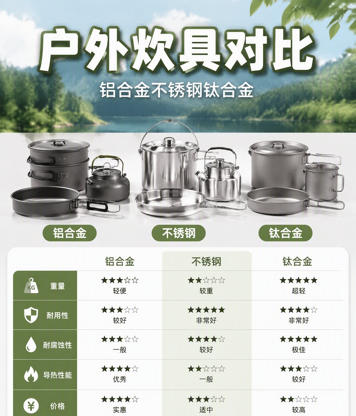 露营装备-户外炊具材质对比