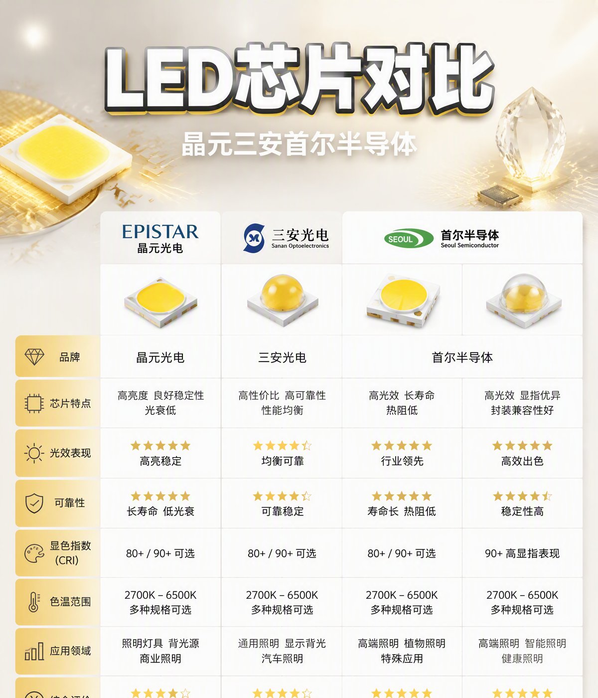 LED照明-LED芯片品牌对比