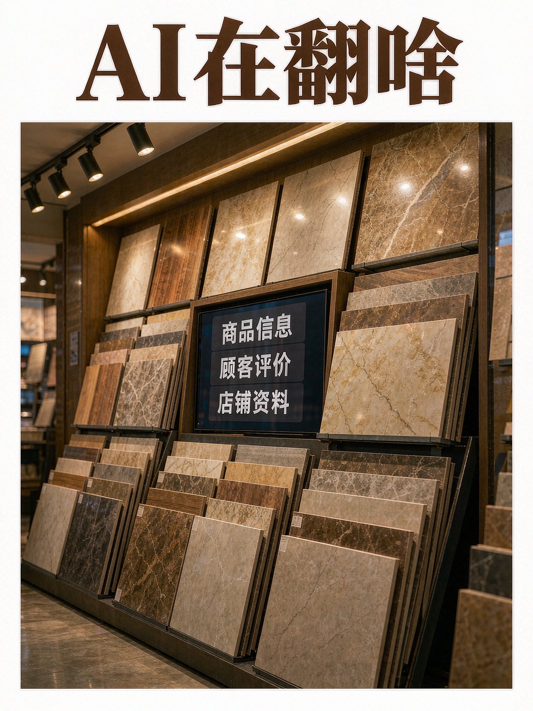 建材门店里AI推荐在翻的商品信息和顾客评价