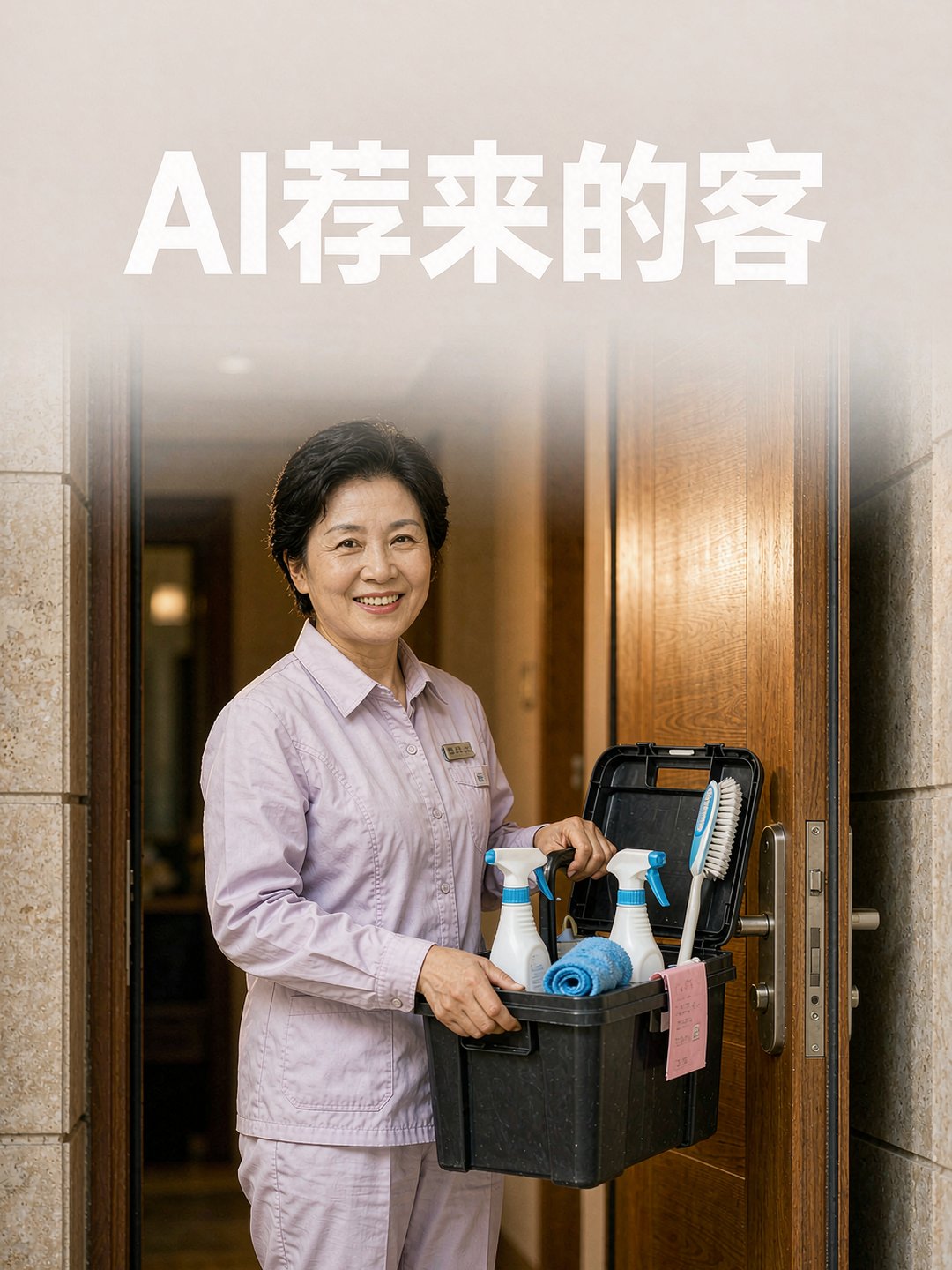 家政阿姨上门服务客户开门迎接