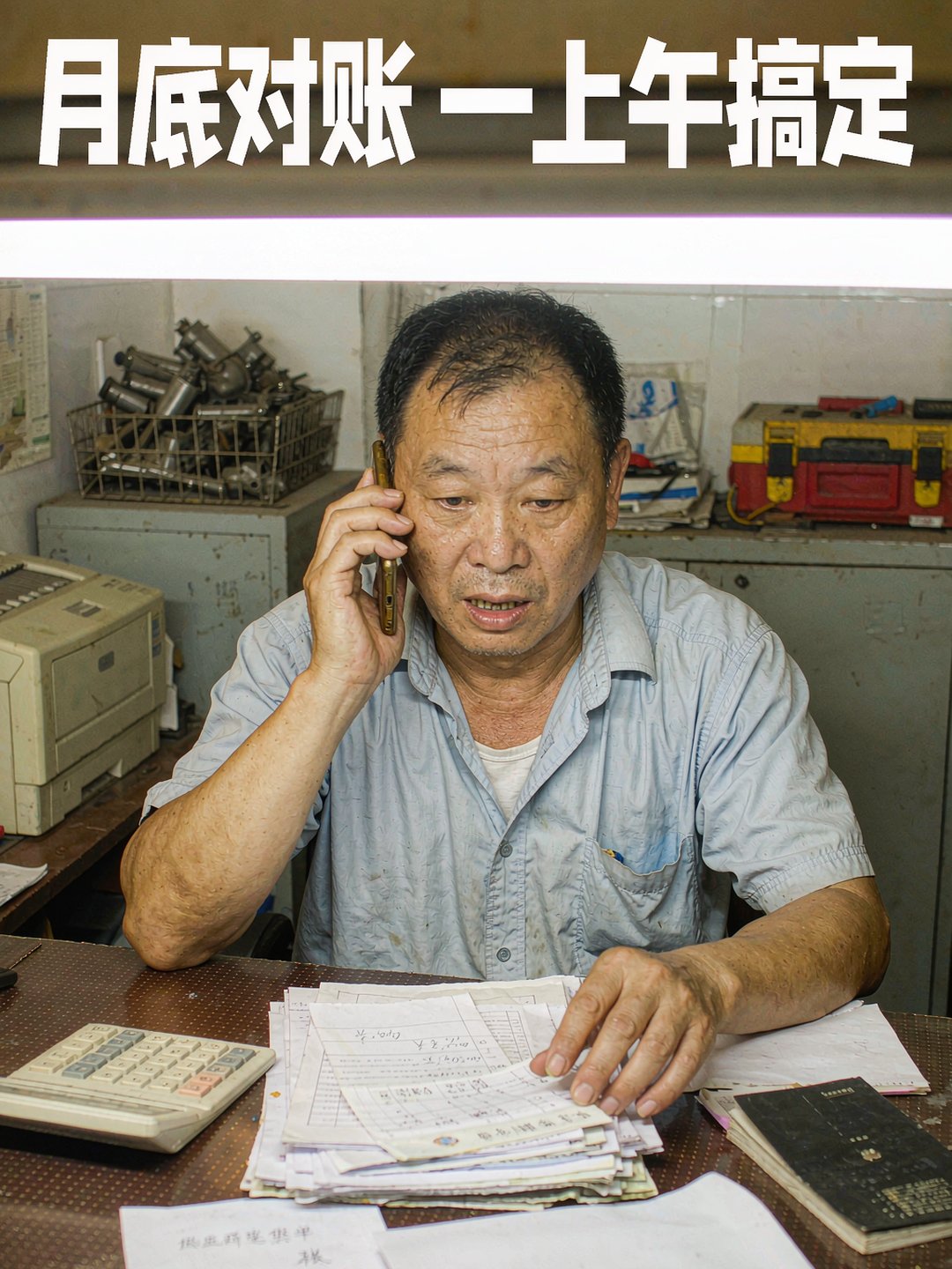 采购员在小程序里核对供应商送货单和明细账