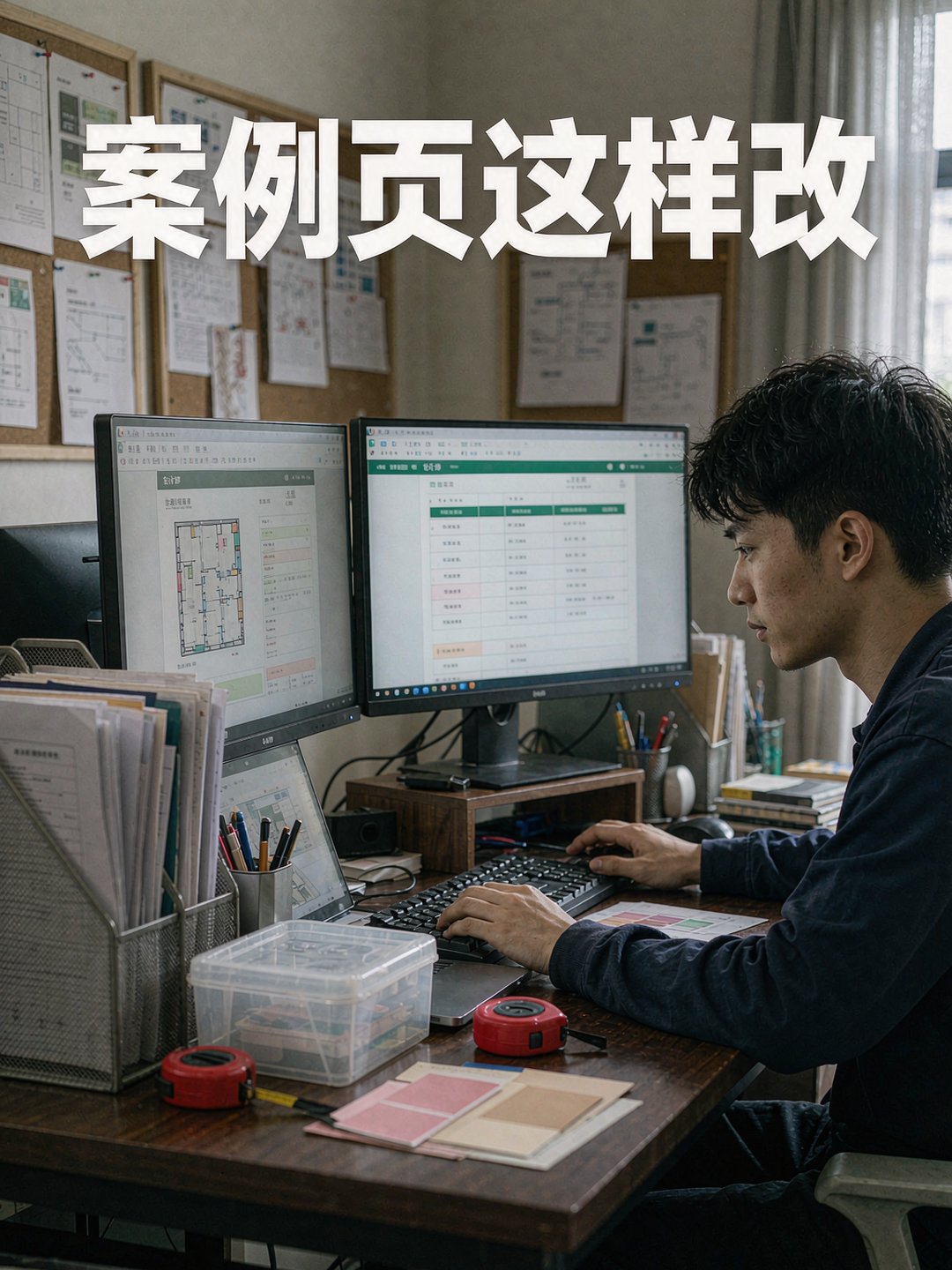 员工对照改造前后的案例页补齐户型面积和工期信息