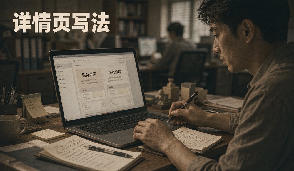 电脑前修改家政小程序服务详情页