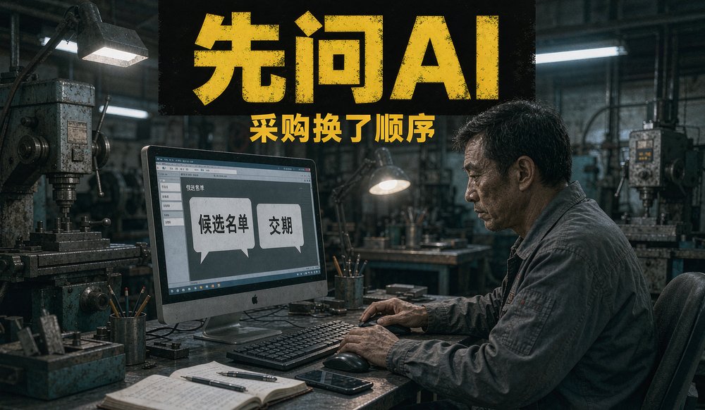 采购员在电脑前让AI列出候选供应商