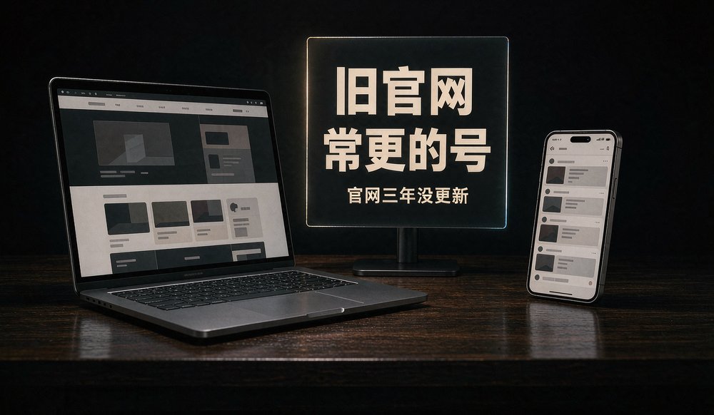 官网内容荒:旧官网与常更的公众号形成对比