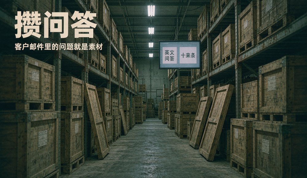 客户邮件里被问烂的问题攒成英文问答，AI回答里直接用了同样的表述