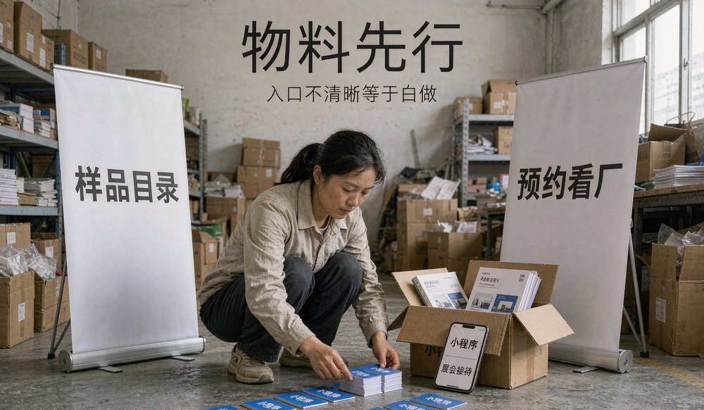 外贸公司整理小程序展会物料与名片