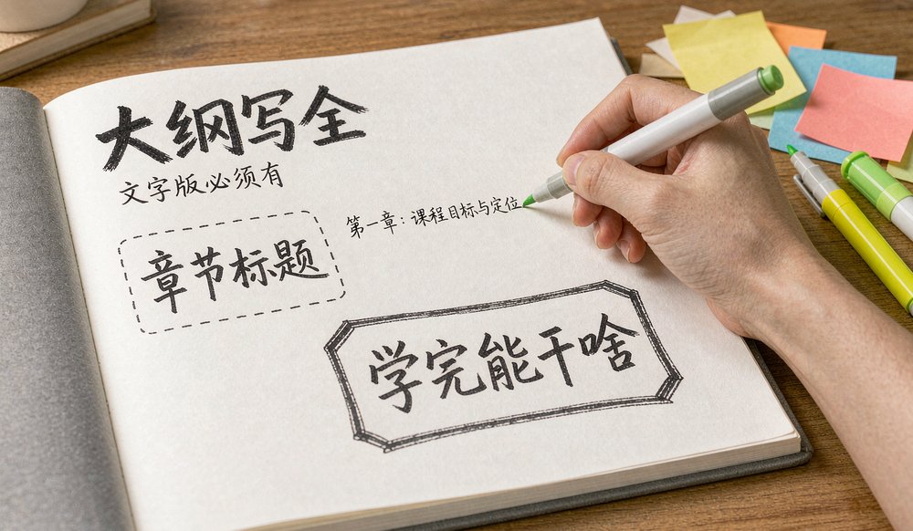 课程大纲在纸上逐章写清，文字版 AI 才读得到