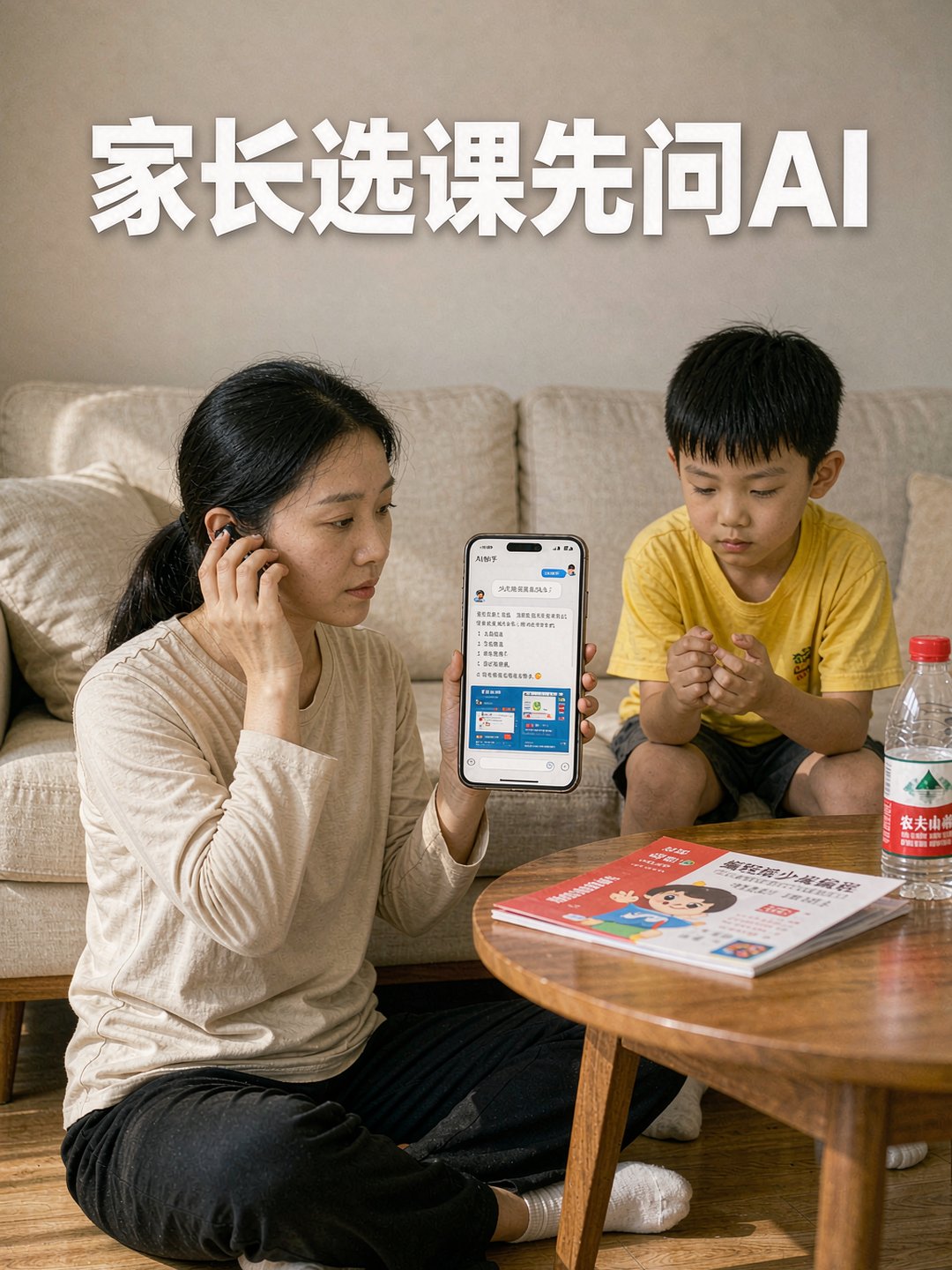 家长用手机问AI附近哪家培训机构靠谱