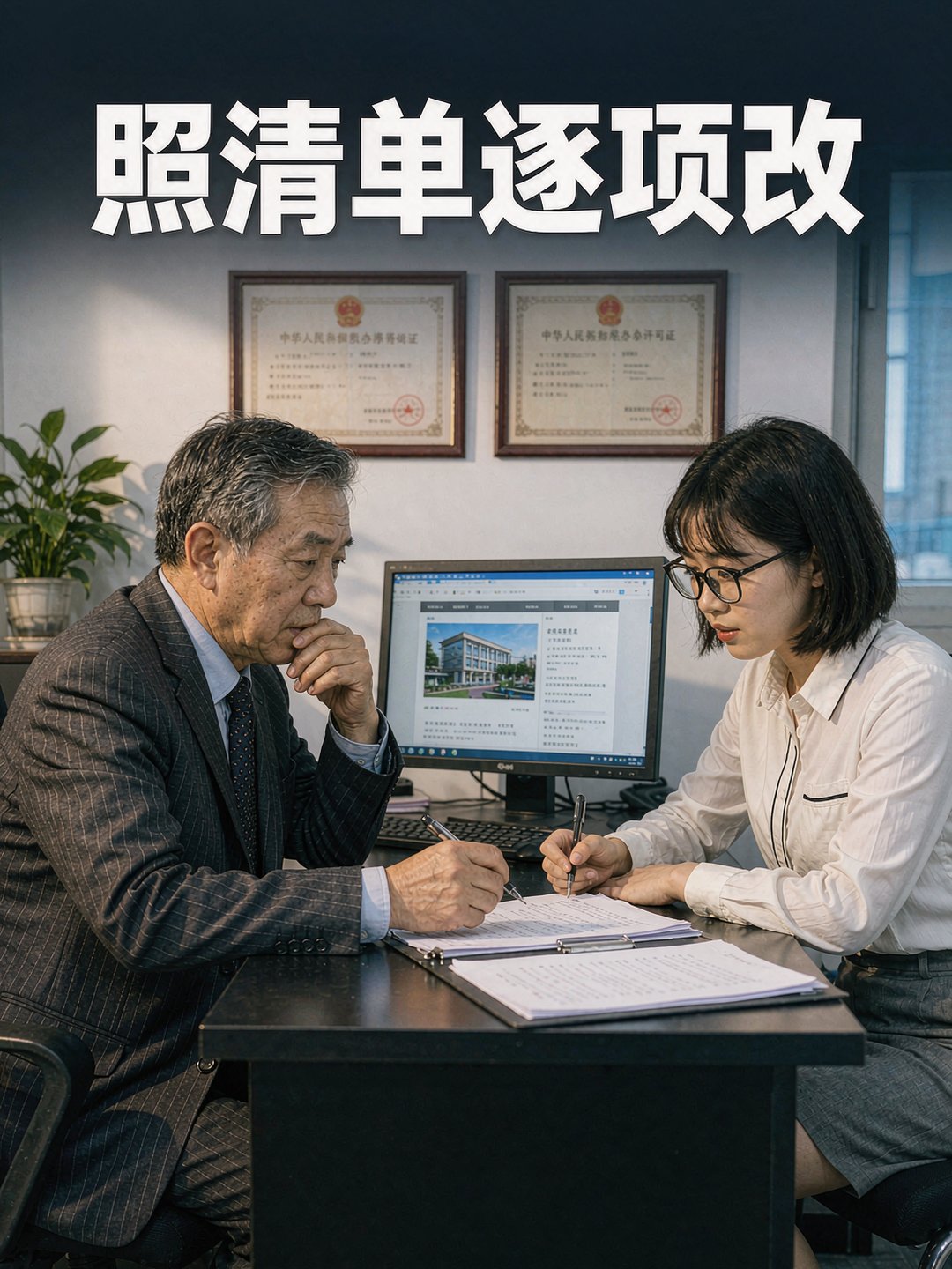 工作人员对照清单逐项核对官网信息