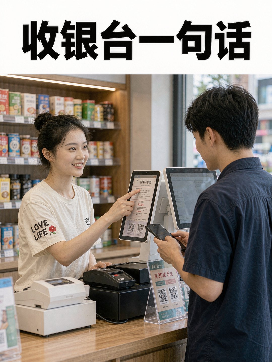 收银台屏幕上显示小程序下单立减的提示