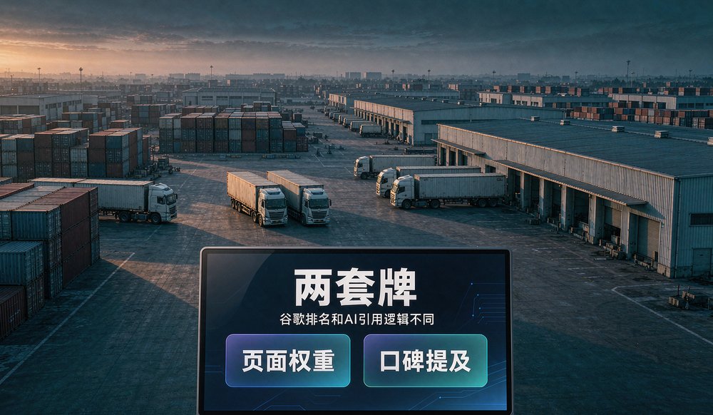 物流园区落地屏:谷歌排名和AI引用是两套牌