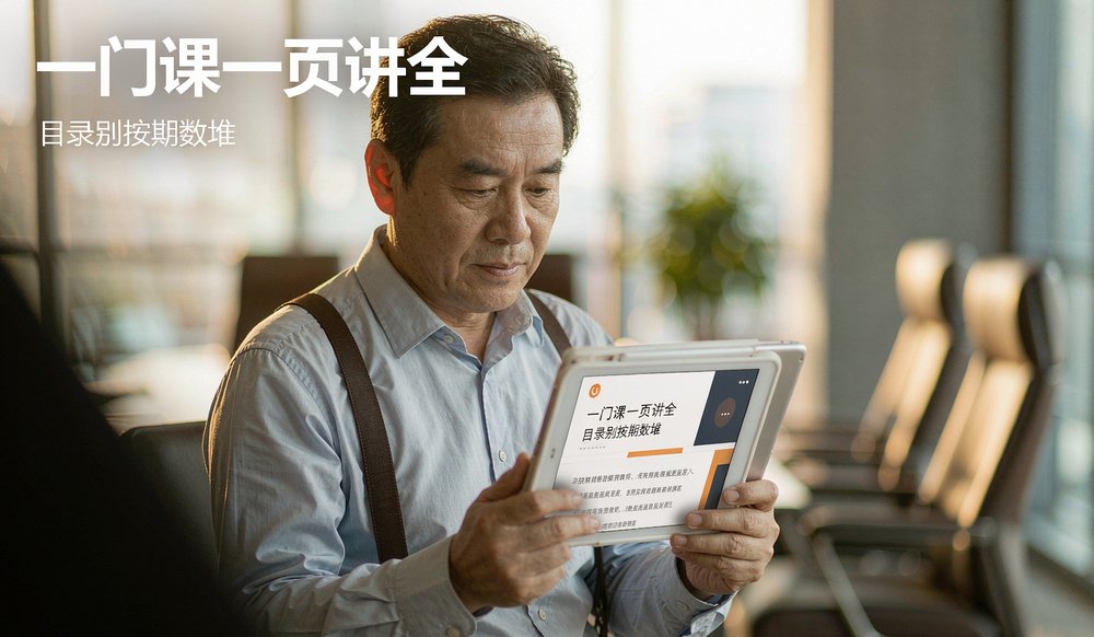课程负责人看平板：一门课一个稳定入口页讲全