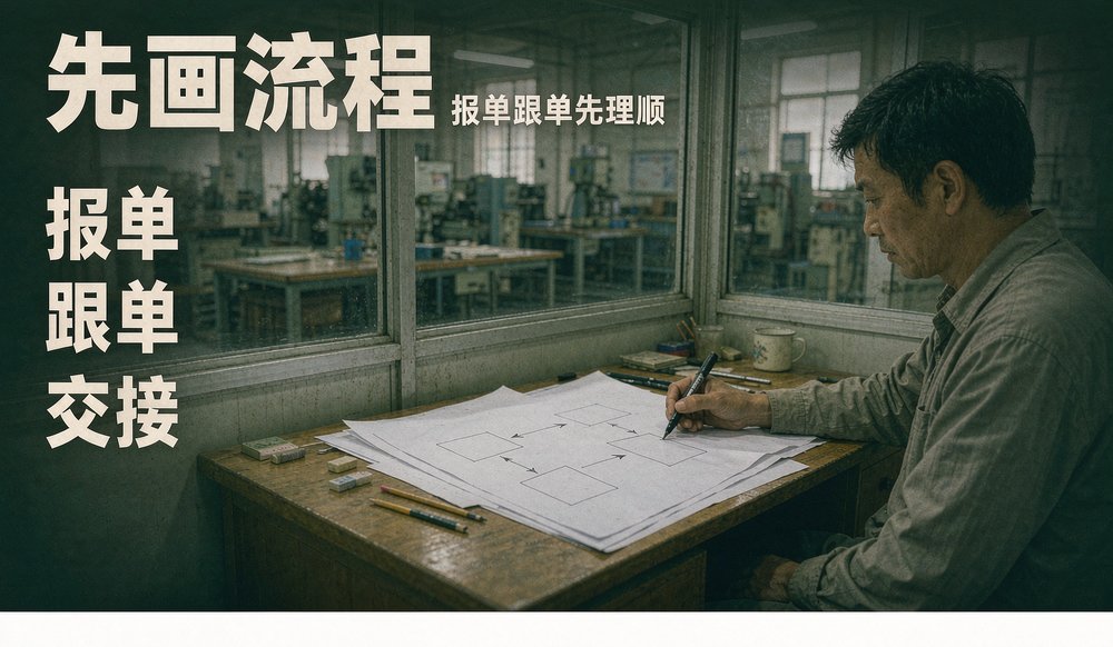 在纸上画报单跟单流程:工厂定制软件第一步
