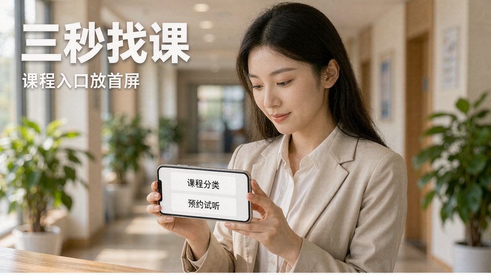 培训机构小程序首页放课程入口，家长三秒找到课