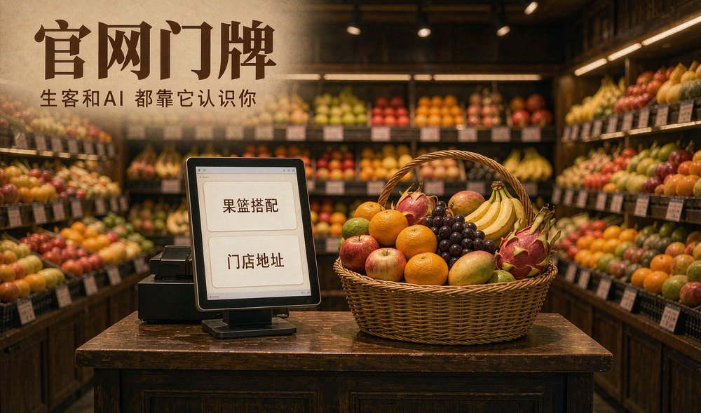 零售门店官网像门牌,果篮讲解和门店地址让AI引用