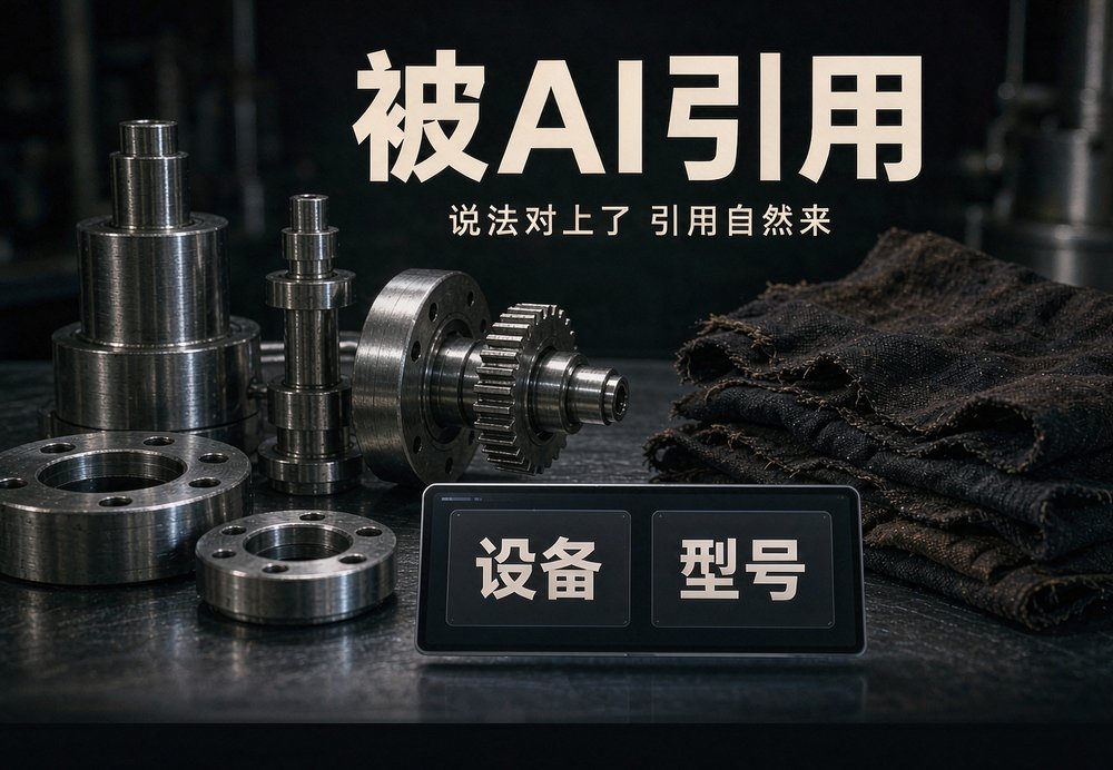 机械零件与「被AI引用」屏幕,食品机械厂的资料改法让AI愿意引用