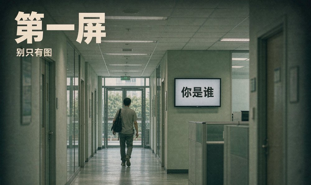 办公楼走廊里的屏幕只写了你是谁,第一屏得先回答这个问题
