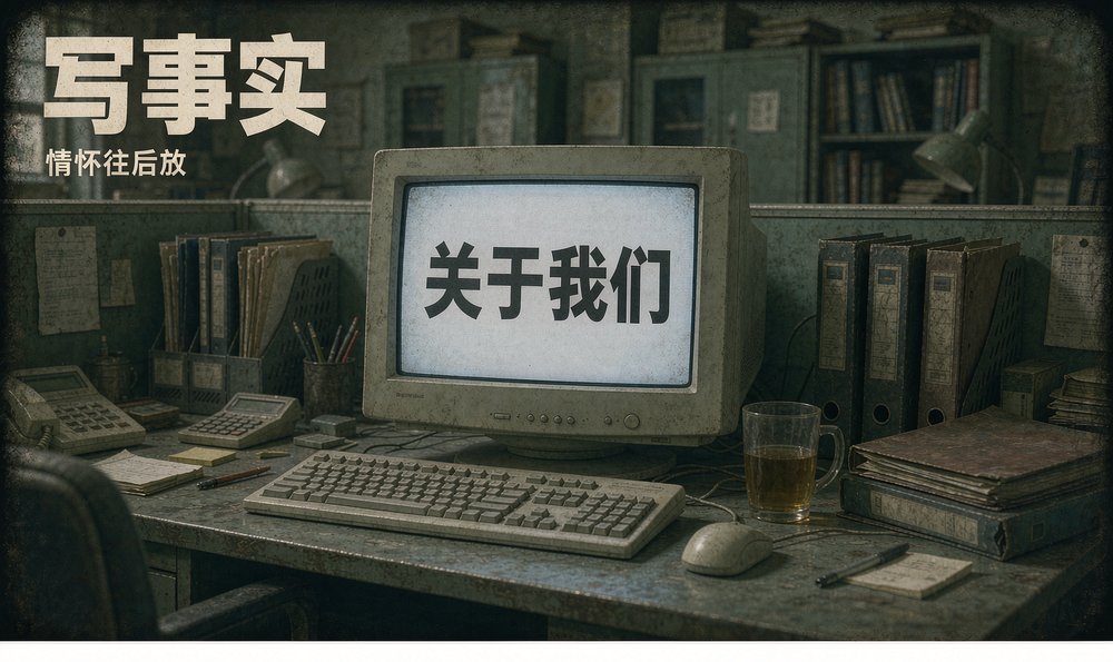 老电脑屏幕上的关于我们页面,该放成立年份和主营业务这些事实