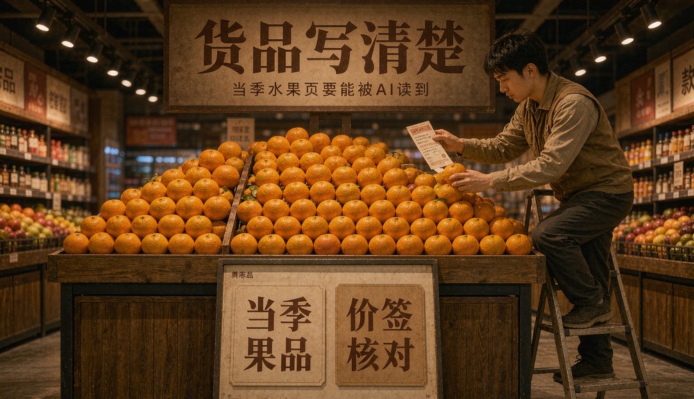 水果店当季果品货架:AI优化从把货品信息写清楚开始