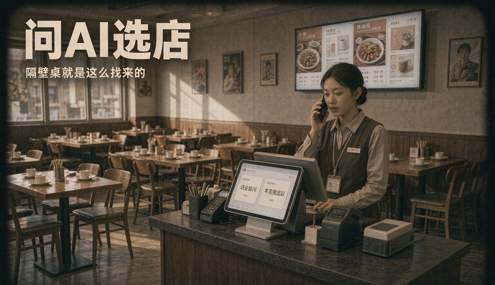 餐馆收银台问AI选店:AI优化AIO给餐饮店带来的新客流