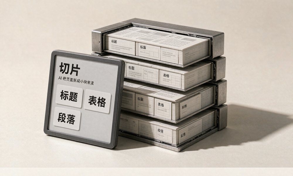 AI 把参数页切成标题、表格、段落这些小块来读