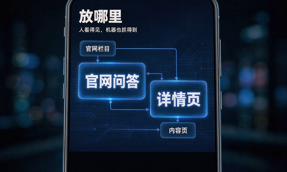 官网问答页和详情页附录，都是 AI 抓得到的位置