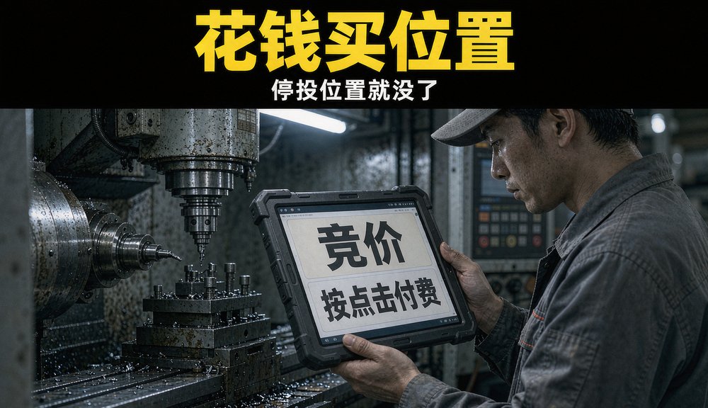 业务员在车间用平板查看竞价投放数据