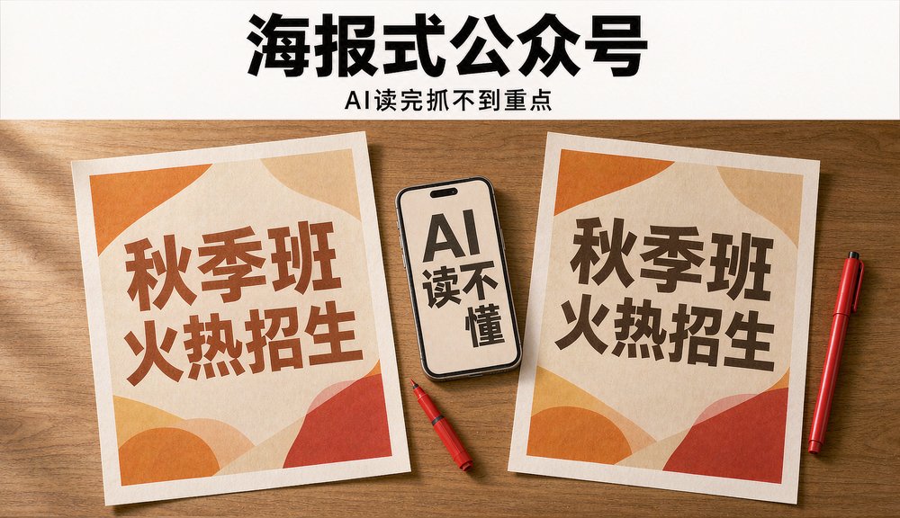 海报式公众号整页只有口号和图片,AI提取不到课程信息