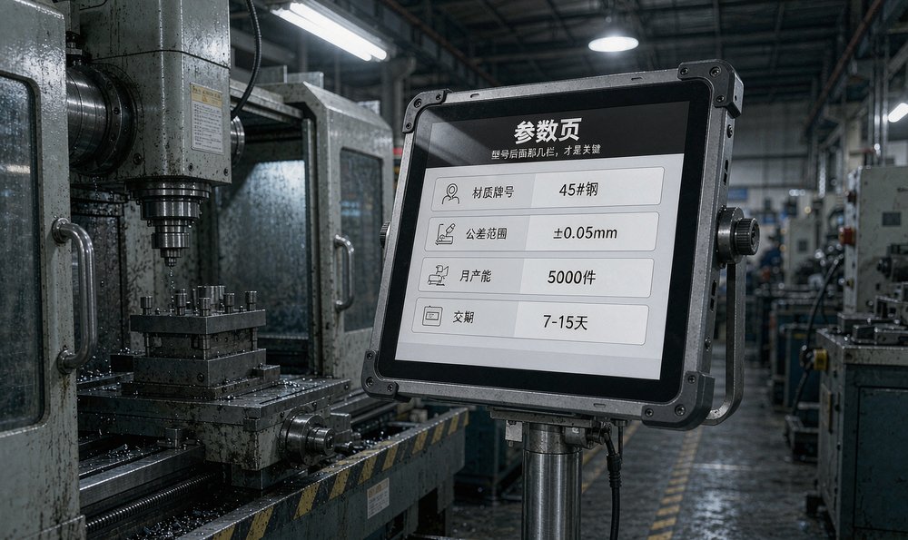 工业平板上的参数页:材质牌号、公差范围、月产能与交期