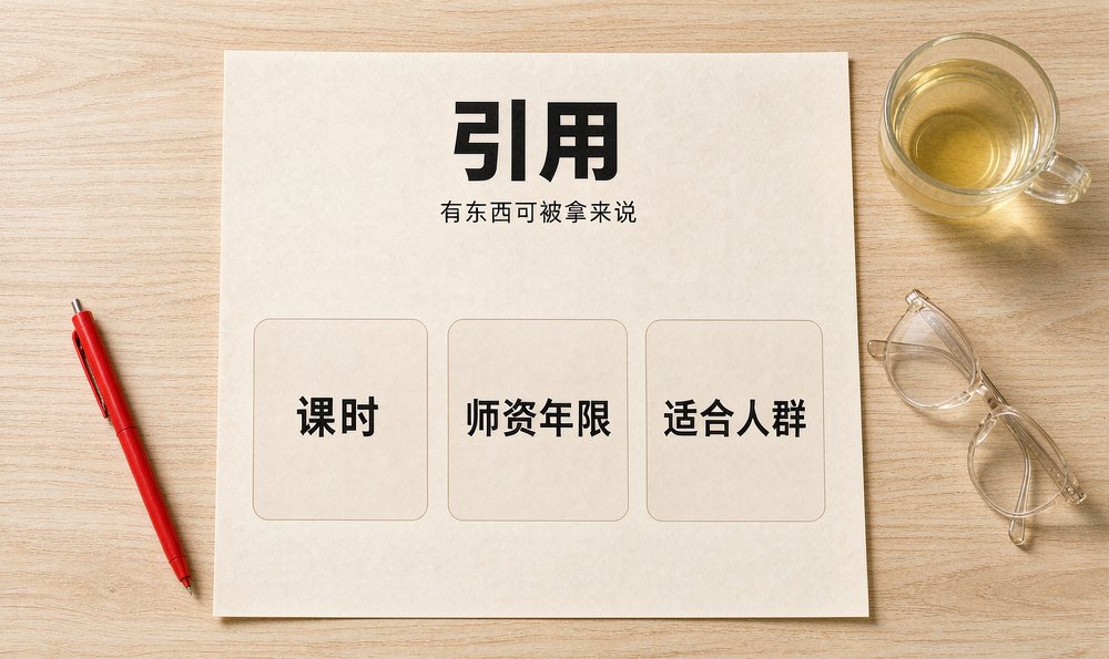 课程介绍页只留课时、师资年限、适合人群这些能被引用的信息