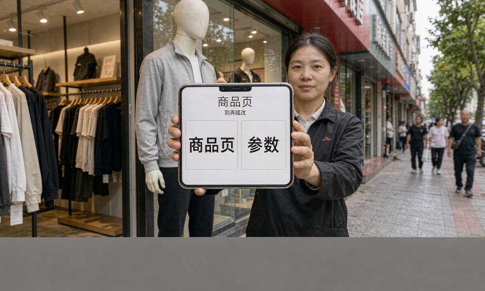店员核对商品页参数卡片