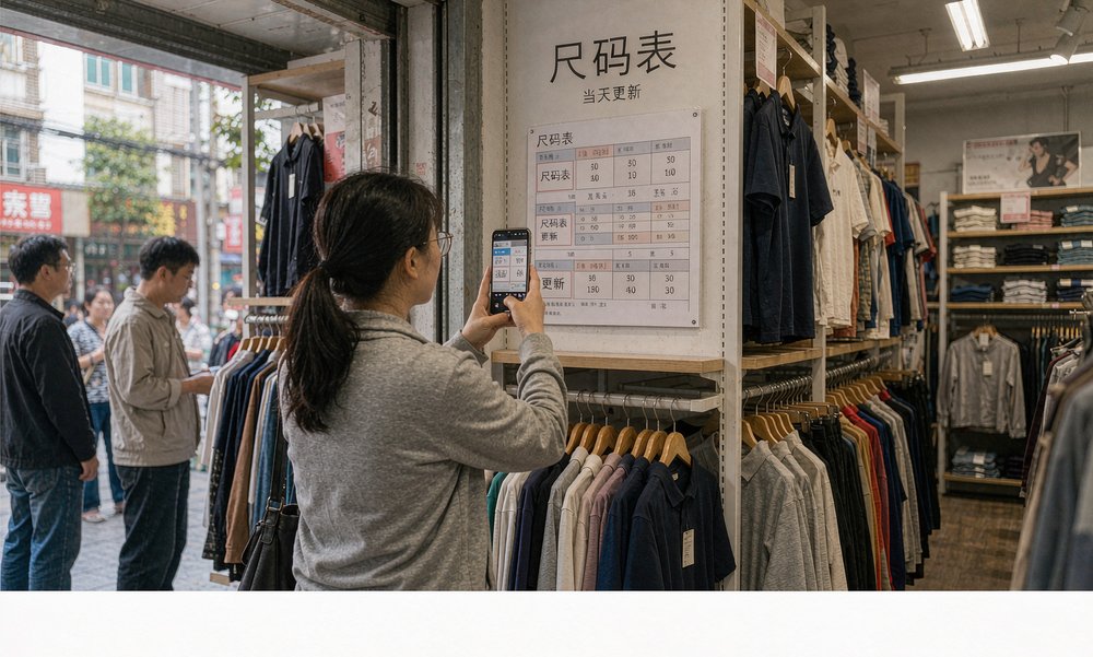 店员重拍尺码表,上新当天更新