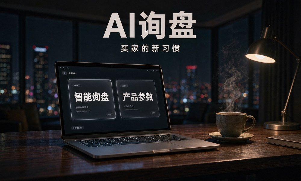 深夜的办公桌上,笔记本电脑屏幕里排着智能询盘和产品参数卡片,海外买家越来越习惯让AI先筛一轮