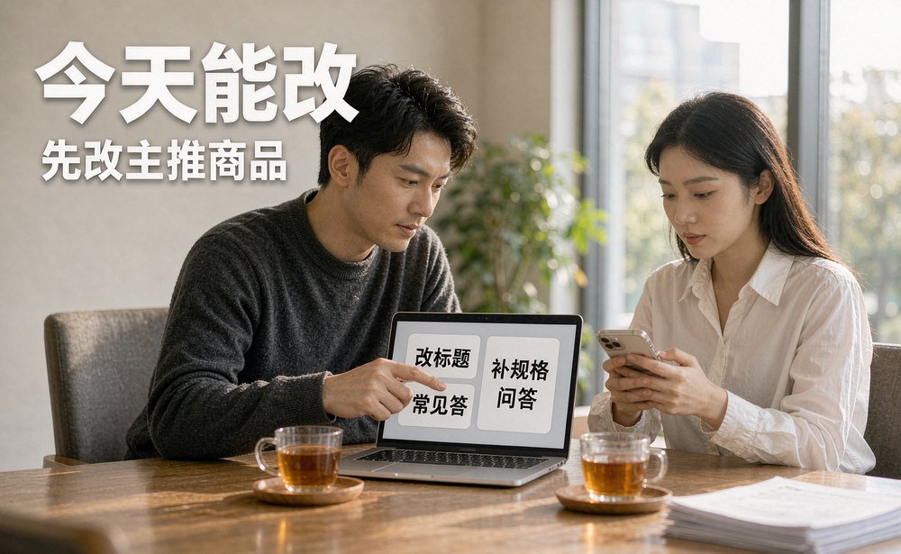 零售团队在会议室按改标题、补规格、常见问答的顺序过一遍主推商品