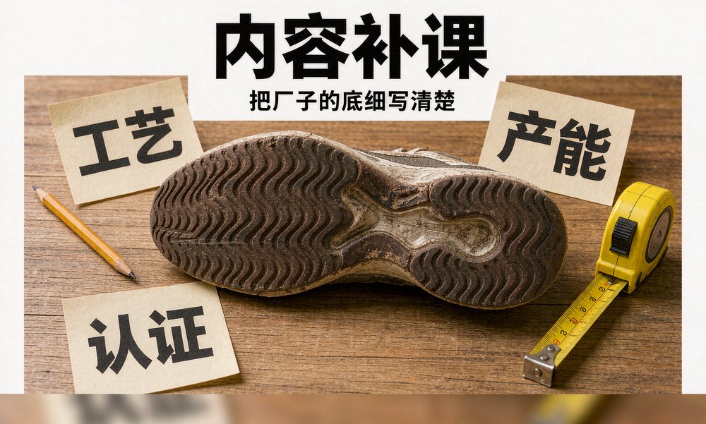 外贸厂把工艺、产能、认证逐条写在便签上补齐内容,温州鞋厂的英文资料整理现场