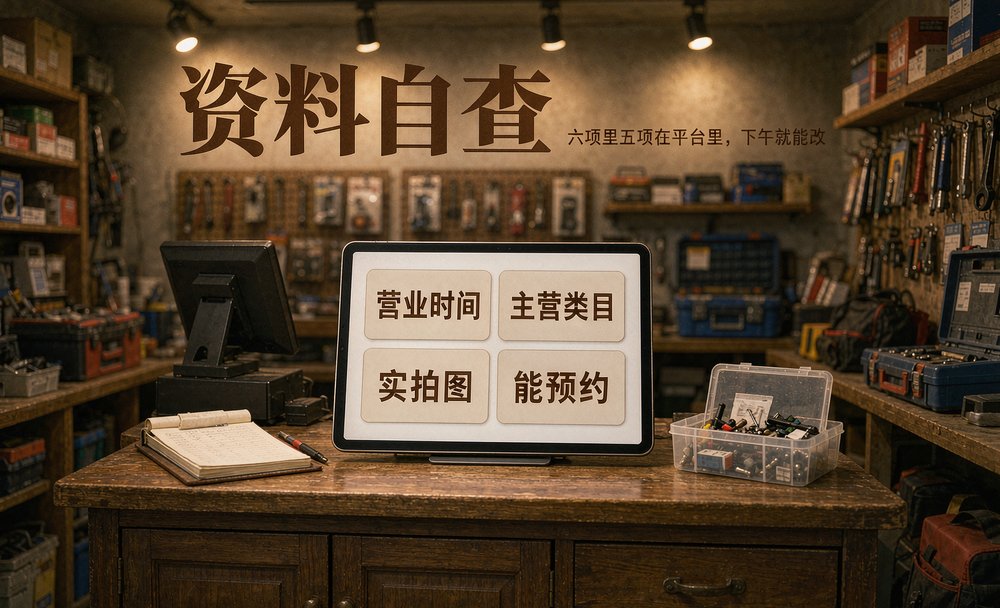 家电维修店柜台平板上的商家资料四项，六项里五项当天下午就能改