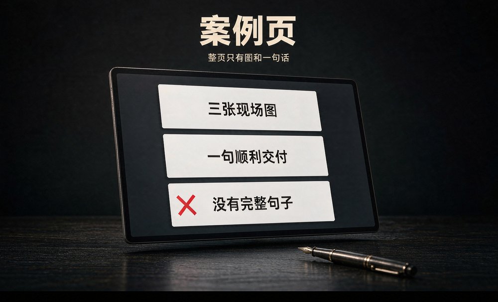 企业官网案例页只剩三张现场图和一句交付，AI抓取后摘不出可引用的话
