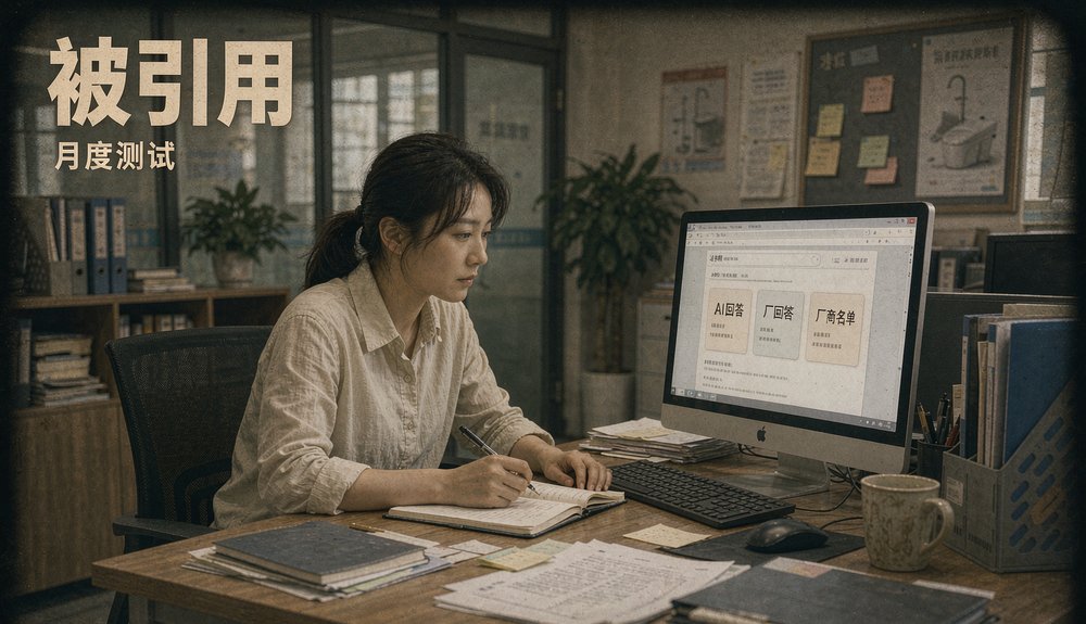 卫浴品牌运营人员逐条核对 AI 搜索回答里的厂商名单,验证自己厂有没有被引用