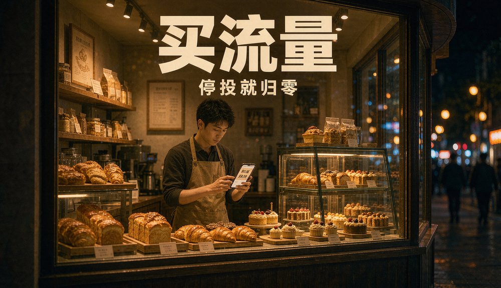 一家烘焙店的店主晚上打烊后查看当天投放带来的客流数据