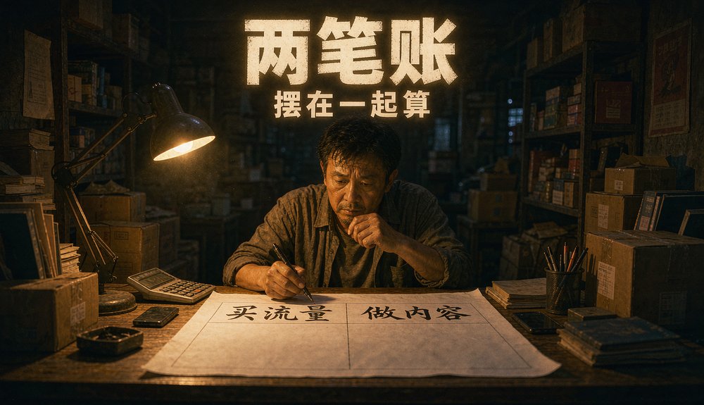 小店店主把买流量和做内容两种方案的账摆在一起算